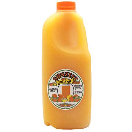 Sunzest Organic Orange Juice 2 Litres